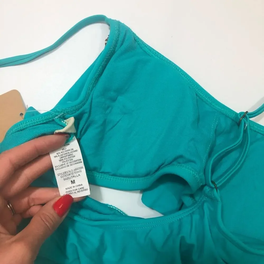 Hobie Embellished blue green teal 2piece swimsuit
